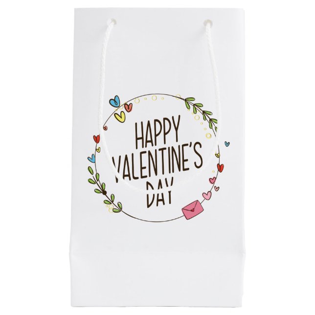 Simple Happy Valentine's Day Wreath | Gift Bag (Front)