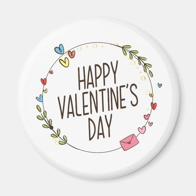 Simple Happy Valentine's Day Wreath | Magnet (Front)
