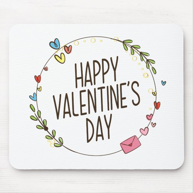 Simple Happy Valentine's Day Wreath | Mousepad (Front)