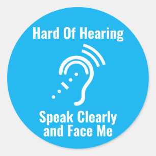 Simple Hard Of Hearing Blue Classic Round Sticker