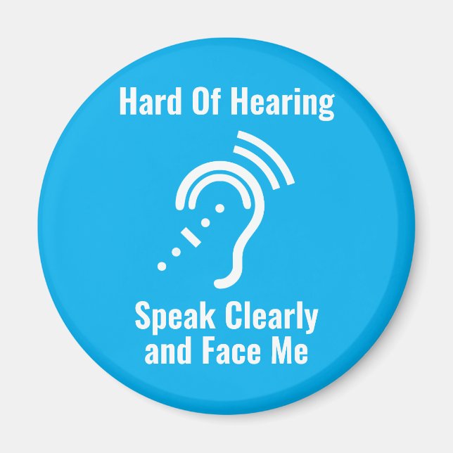 Simple Hard Of Hearing Blue Magnet (Front)