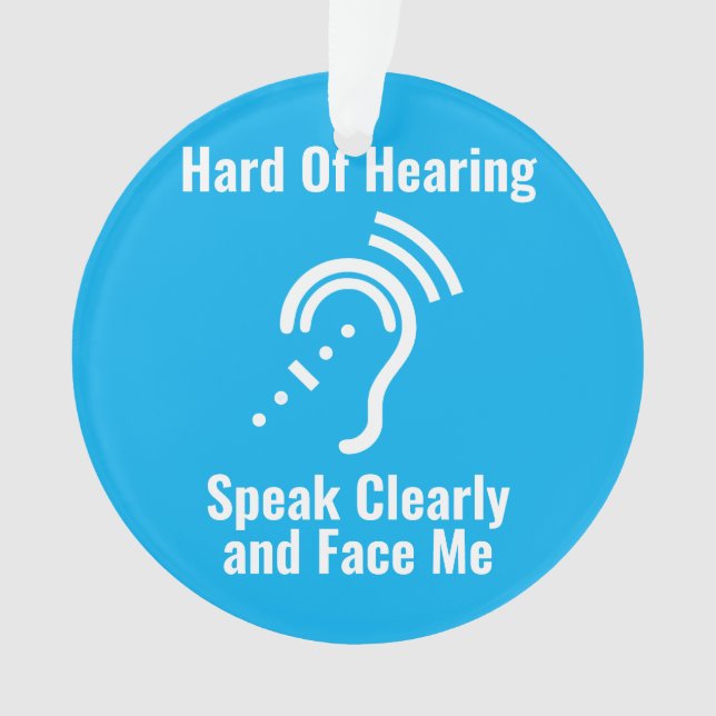 Simple Hard Of Hearing Blue Ornament (Front)