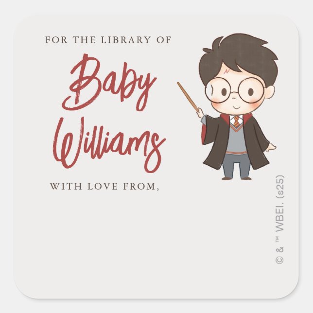 Simple Harry Potter Baby Shower Square Sticker (Front)