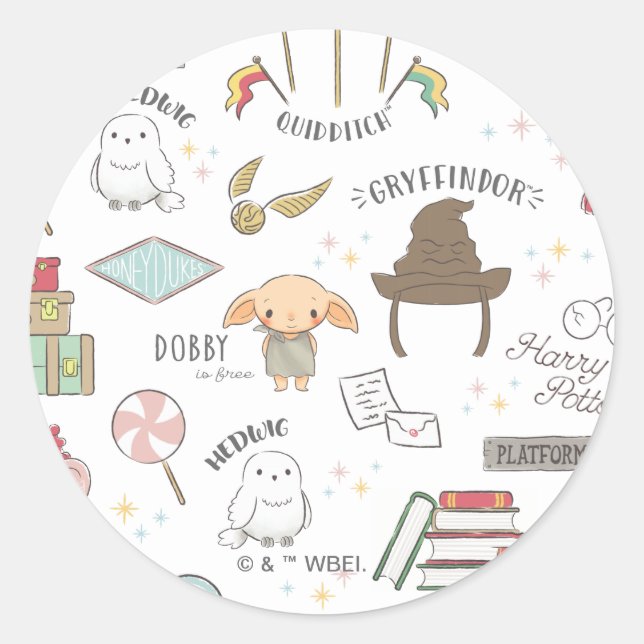 Simple Harry Potter - Dobby Baby Shower Classic Round Sticker (Front)