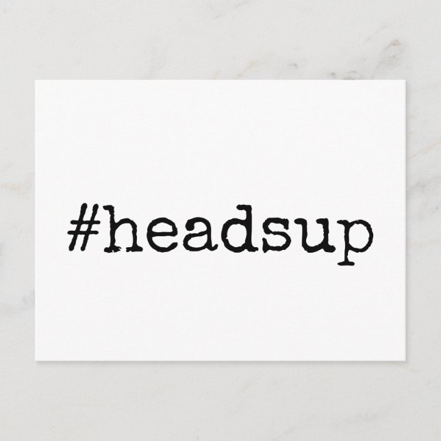 Simple Hashtag Headsup Postponed Wedding Postcard (Front)