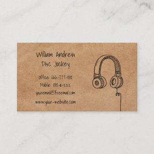 Simple Headphones Doodle DJ Faux Texture Business Card