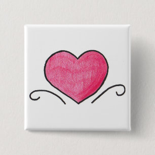 Simple heart 15 cm square badge