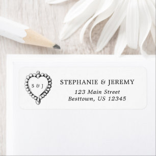 Simple Heart Black and White Address Label Return Address Label