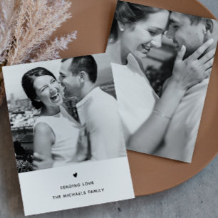 Simple Heart Black and White Valentine Greeting Holiday Card