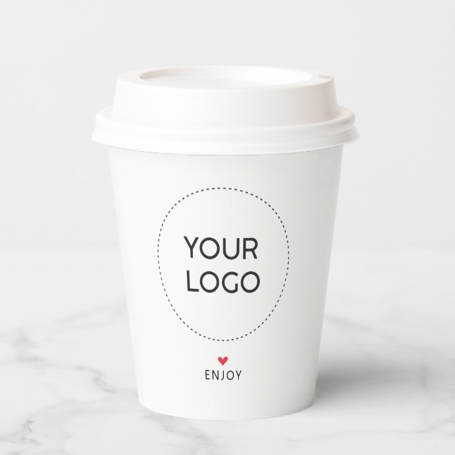 Simple Heart Business Logo QR code Custom Paper Cu Cups (Front)