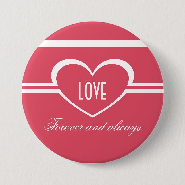 Simple Heart Button, Dark Pink 7.5 Cm Round Badge (Front)