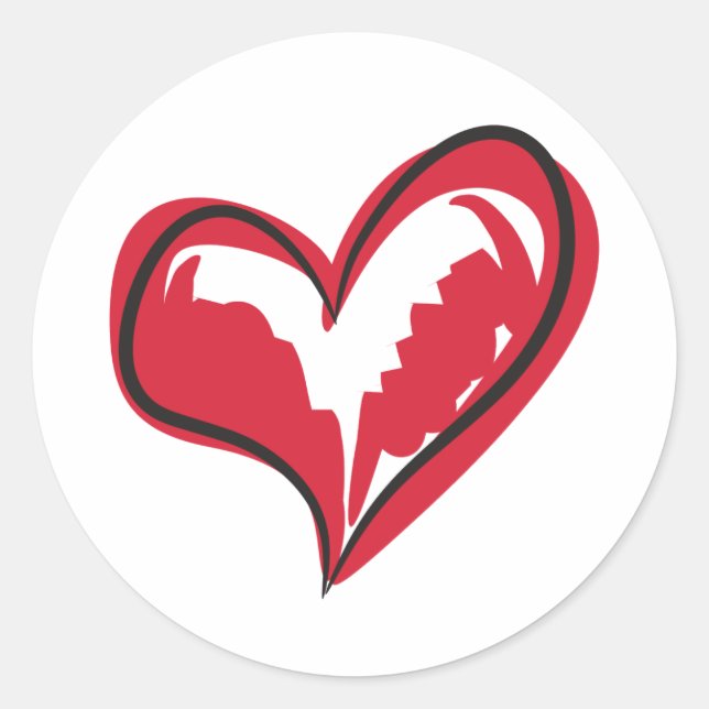 Simple Heart Classic Round Sticker (Front)