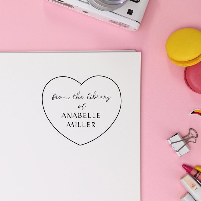 Simple Heart Cute Custom From The Library Book Rubber Stamp (Creator Uploaded)