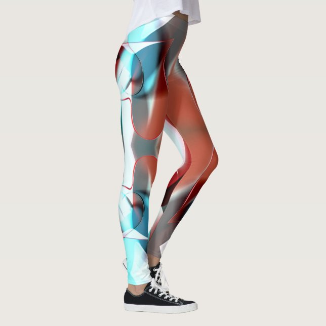 Simple heart design, crystalline tone mix in curve leggings (Right)