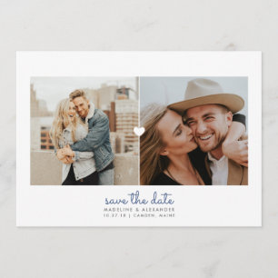 Simple Heart Diptych Save the Date Card