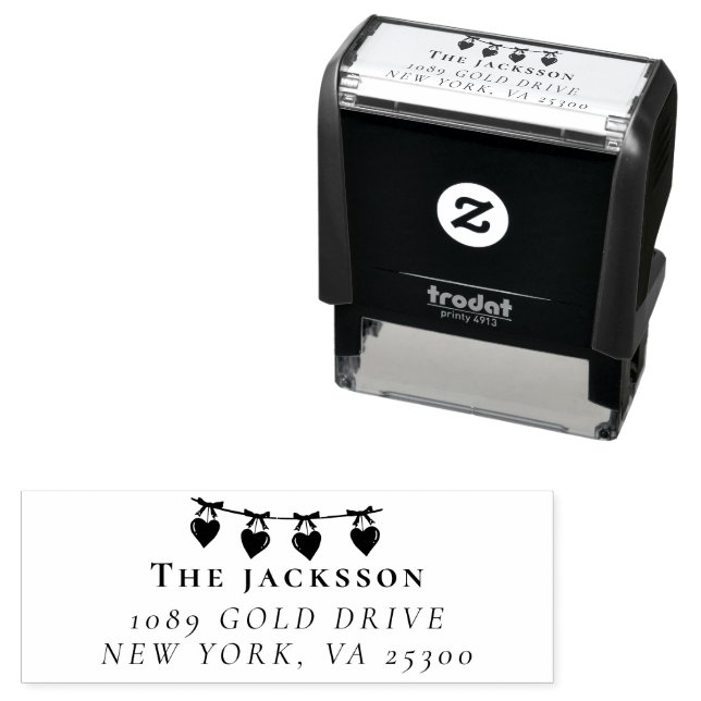 Simple Heart Family Name  Return Address  Self-inking Stamp (In Situ)