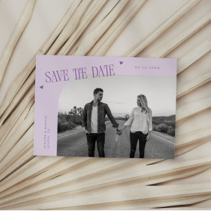 Simple Heart Lilac Curved Frame Photo Save The Date