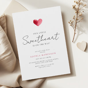 Simple Heart Little Sweetheart Baby Shower Invitation