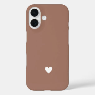 Simple Heart Mocha Brown Modern Love Chic iPhone 16 Case