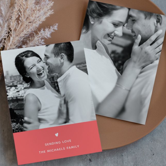 Simple Heart Orange Valentine Greeting Holiday Card (Creator Uploaded)