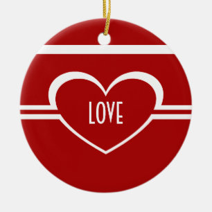 Simple Heart Ornament, Deep Red Ceramic Ornament