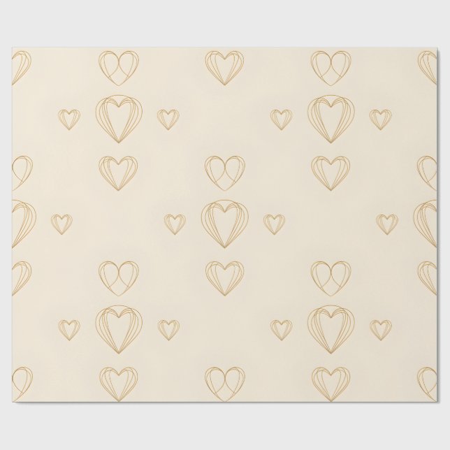 Simple heart outlines arranged Wrapping paper (Flat)