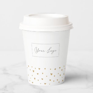 Simple Heart Pattern Business Logo Custom Paper Cups