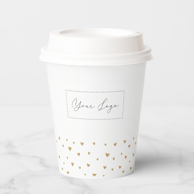 Simple Heart Pattern Business Logo Custom Paper Cups (Front)