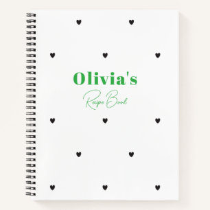Simple Heart Personalized Recipe Book with Name