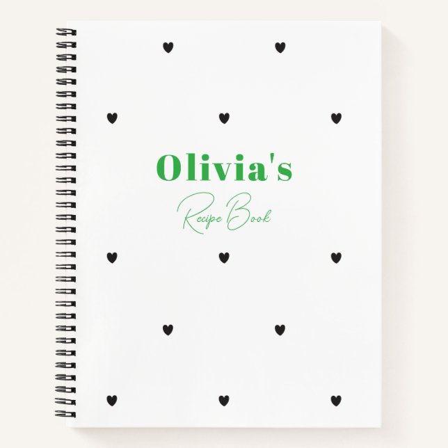 Simple Heart Personalized Recipe Book with Name (Front)