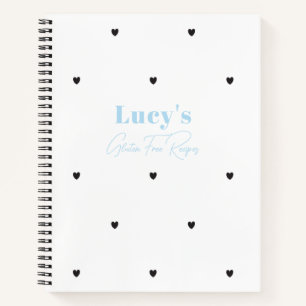 Simple Heart Personalized Recipe Book with Name