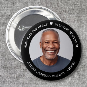 Simple Heart Photo Funeral Memorial Keepsake 6 Cm Round Badge