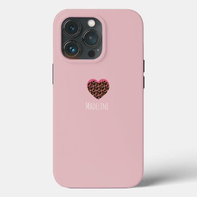 Simple Heart Pink Animal Print Pattern Case-Mate iPhone Case (Back)