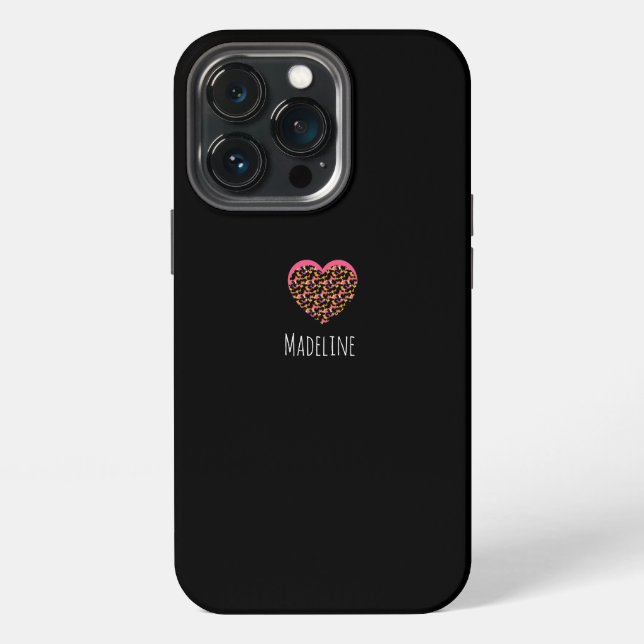 Simple Heart Pink Animal Print Pattern iPhone Case (Back)