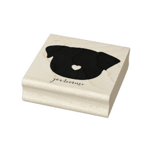 Simple Heart Pug Rubber Stamp