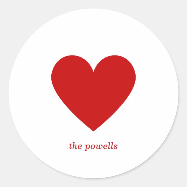 Simple Heart Red Classic Love Minimalist Chic Classic Round Sticker (Front)