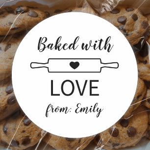Simple Heart Rolling Pin Baking Classic Round Sticker