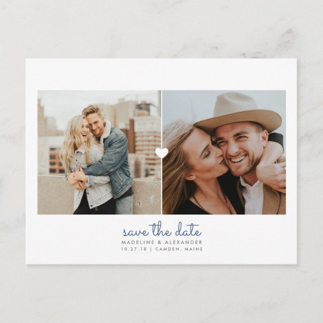 Simple Heart Save the Date Postcard (Front)