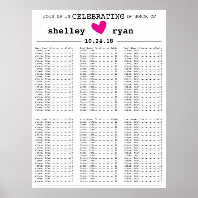 Simple Heart Seating Chart (Front)