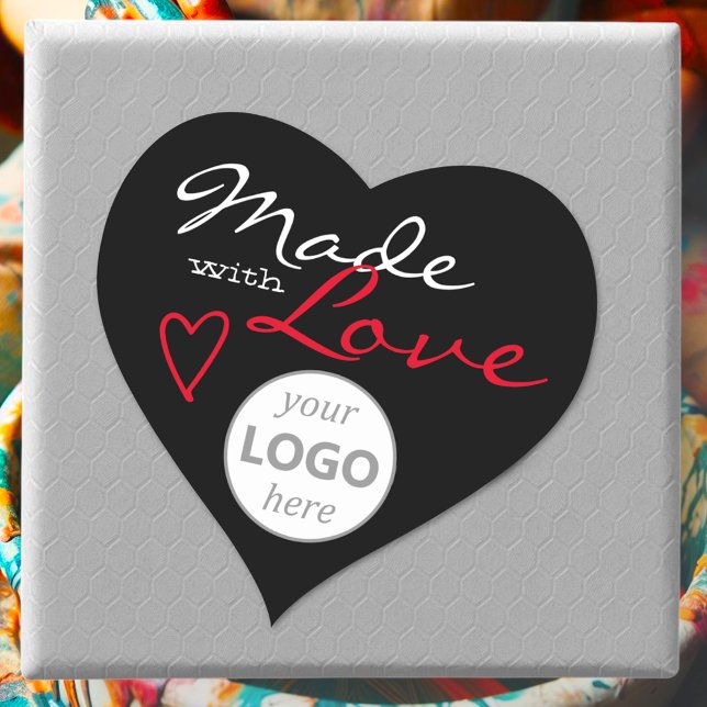 Simple Heart Shape Made with Love Logo Template Heart Sticker (Creator Uploaded)