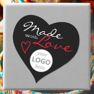 Simple Heart Shape Made with Love Logo Template Sticker