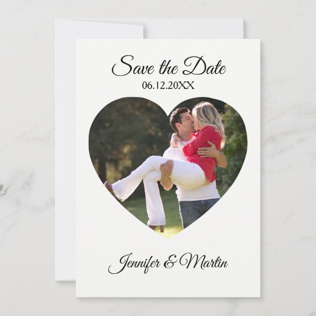 Simple Heart Shape Photo Save the Date Invitation (Front)