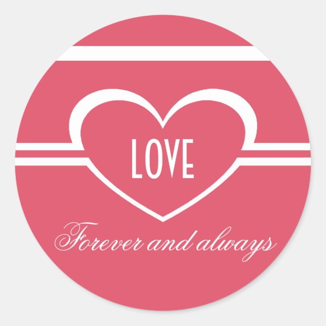 Simple Heart Stickers, Dark Pink Classic Round Sticker (Front)
