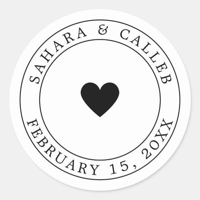 Simple Heart Wedding Favour Sticker Labels (Front)