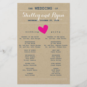 Simple Heart Wedding Program