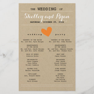 Simple Heart Wedding Program