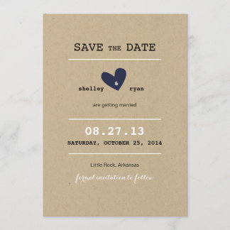 Simple Heart Wedding Save the Date Invitation