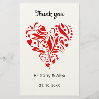 Simple Heart Wedding Thank You Card – Customizable