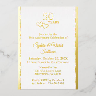 Simple Hearts 50th Wedding Anniversary Party Gold
