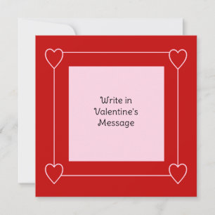 Simple Hearts Valentine's Day Add Message to Red Holiday Card